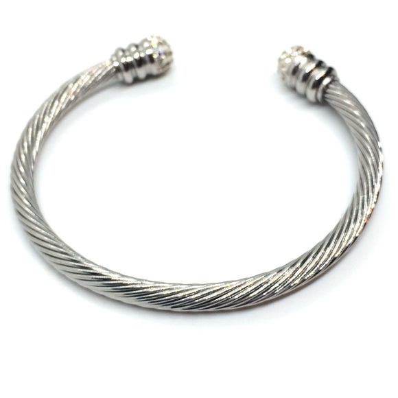 3/$30 SILVER TONE GOLD TONE TWISTED TORQUE CABLE CUFF BRACELET RHINESTONES SET 2 - Picture 9 of 12